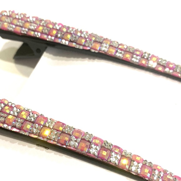 Updo Hair Clips Set Of 2 Shimmering Pink Squares - Picture 5 of 5